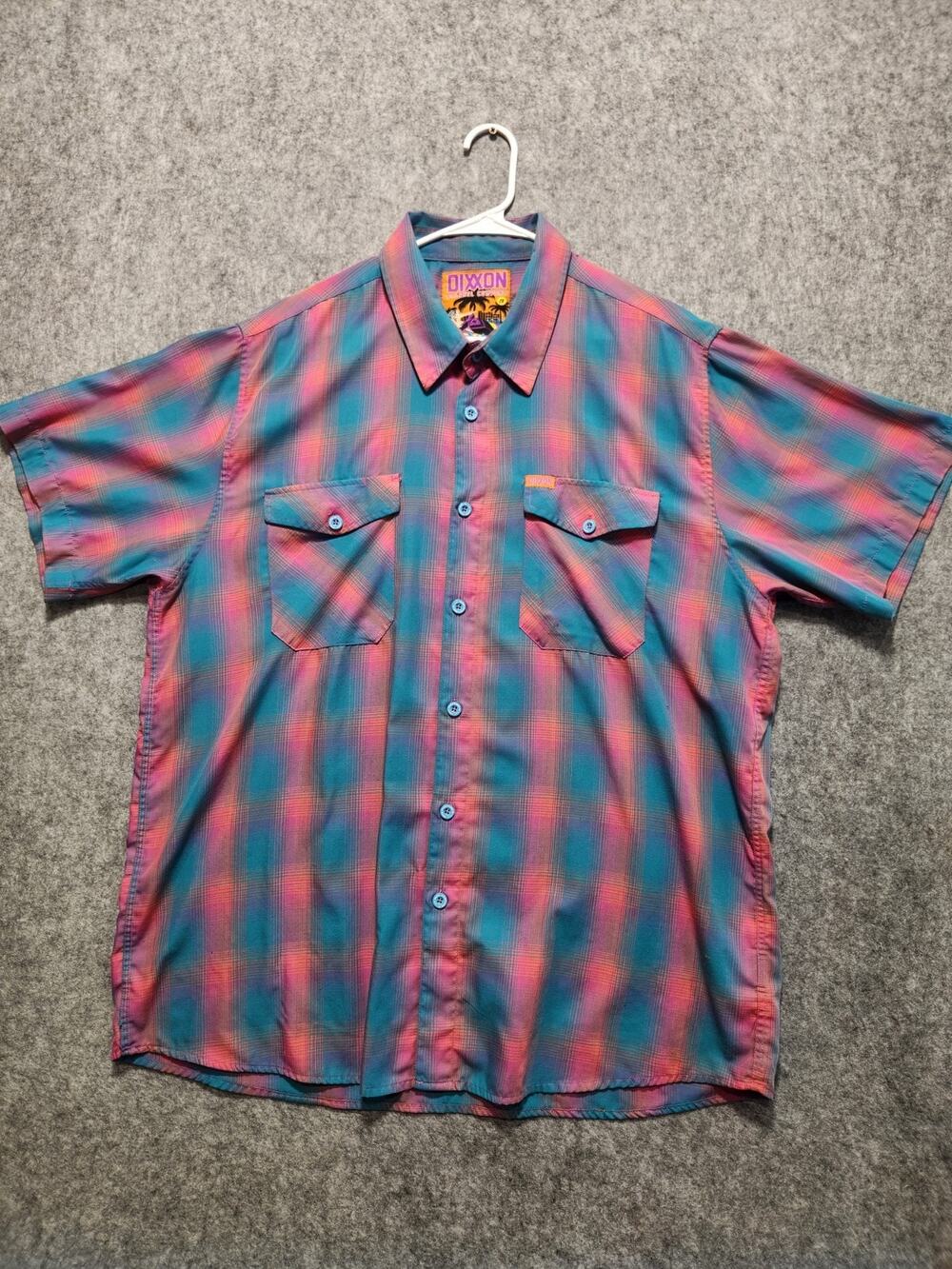 Dixxon Flannel Company Men's 2XL Plaid Short Sleeve Button Up Work Shirt Teal...